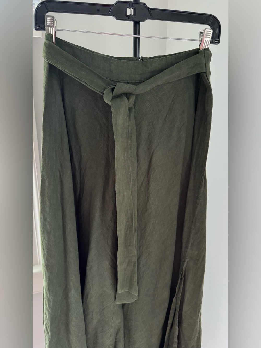 Velvet by Graham & Spencer Hunter Green Midi Wrap Linen Skirt - Picture 3 of 16